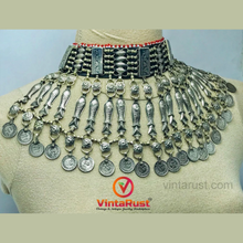 Load image into Gallery viewer, Rustic Tribal Choker with Fish Motifs Coin Accents
