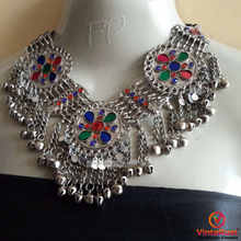 Load image into Gallery viewer, Antique Silver Kuchi Afghani Necklace
