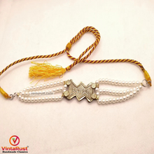 Load image into Gallery viewer, Tribal Motif Choker Necklace With Pearls Beaded Chain
