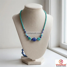 Load image into Gallery viewer, Turquoise &amp; Lapis Beaded Necklace and Evil Eye Bracelet
