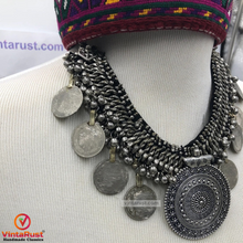 Load image into Gallery viewer, Handmade Vintage Coins and Silver Bells Choker
