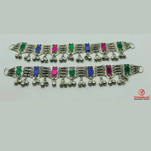 Load image into Gallery viewer, Afghan Anklets: Multicolor Glass Stone Kuchi Belly Dance Jewelry
