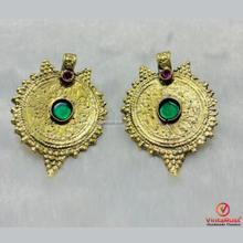 Load image into Gallery viewer, Handmade Gold Coins Earrings With Glass Stones
