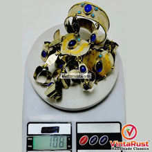 Load image into Gallery viewer, Vintage Turkmen Bracelet with Rings: Lapis Lazuli Tribal Jewelry
