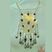 Load image into Gallery viewer, Vintage Turkmen Pendant Necklace: Red Stone &amp; Dangling Charms
