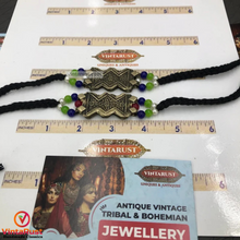 Load image into Gallery viewer, Tribal Motif Choker Necklace With Pearls Beaded Chain
