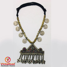 Load image into Gallery viewer, Vintage Beaded Chain Pendant Necklace
