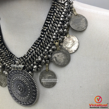 Load image into Gallery viewer, Handmade Vintage Coins and Silver Bells Choker
