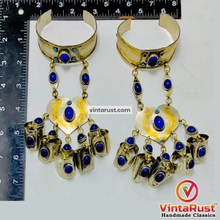 Load image into Gallery viewer, Vintage Turkmen Bracelet with Rings: Lapis Lazuli Tribal Jewelry
