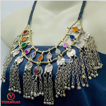 Load image into Gallery viewer, Tribal Gypsy Necklace With Coins and Glass Stones
