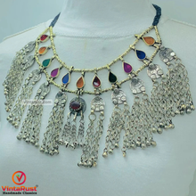 Load image into Gallery viewer, Tribal Gypsy Necklace With Coins and Glass Stones
