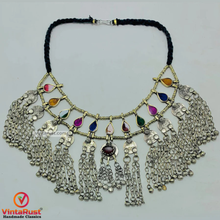Load image into Gallery viewer, Tribal Gypsy Necklace With Coins and Glass Stones
