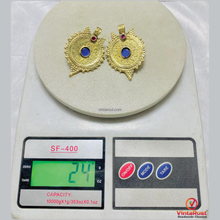 Load image into Gallery viewer, Handmade Gold Coins Earrings With Glass Stones
