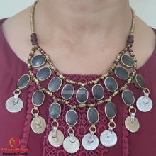 Load image into Gallery viewer, Vintage Dangle Coins and Stones Necklace
