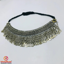 Load image into Gallery viewer, Silver Kuchi Vintage Choker Necklace With Tassels
