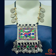 Bohemian Necklace With Coins and Multicolor Pendant