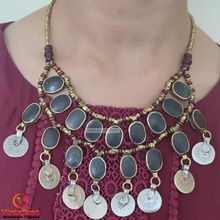 Load image into Gallery viewer, Vintage Dangle Coins and Stones Necklace
