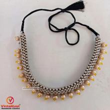 Load image into Gallery viewer, Silver Statement Choker Necklace With Pearls
