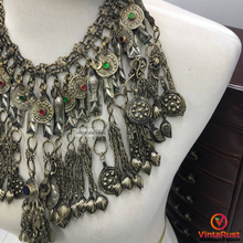 Load image into Gallery viewer, Silver Kuchi Dangling Tassels Oversized Necklace
