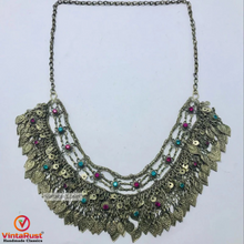 Load image into Gallery viewer, Vintage With Dangling Silver Kuchi Tassels Choker

