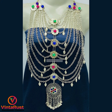 Load image into Gallery viewer, Silver Kuchi Gypsy Layered Bib Necklace
