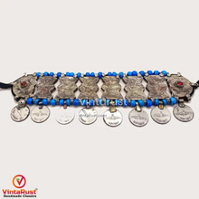 Load image into Gallery viewer, Vintage Kuchi Choker With Turquoise Beads and Coins
