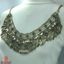 Load image into Gallery viewer, Vintage With Dangling Silver Kuchi Tassels Choker

