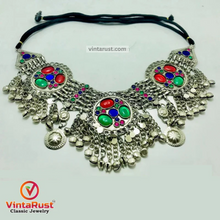 Load image into Gallery viewer, Tribal Three Rings Necklace With Silver Bells
