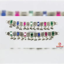 Load image into Gallery viewer, Afghan Anklets: Multicolor Glass Stone Kuchi Belly Dance Jewelry
