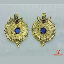 Load image into Gallery viewer, Handmade Gold Coins Earrings With Glass Stones
