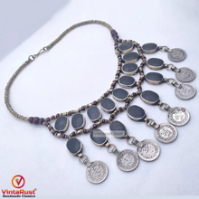 Load image into Gallery viewer, Vintage Dangle Coins and Stones Necklace
