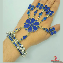 Load image into Gallery viewer, Blue Slave Bracelet, Link and Chain Bracelet With Rings
