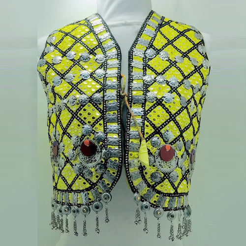 Yellow Tribal Handmade Embroidered Vest