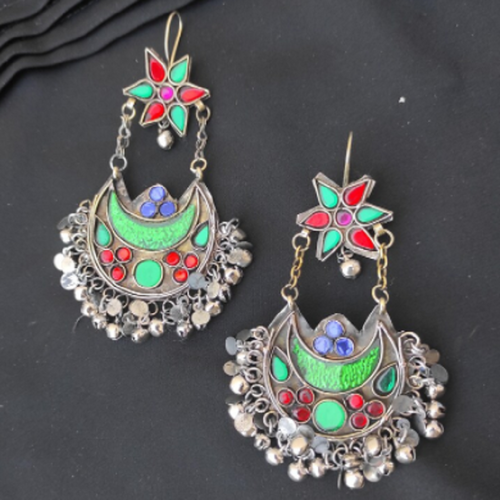 Kuchi Green Dangle Earrings