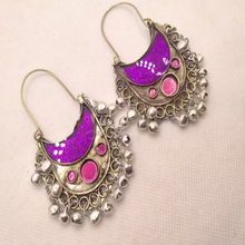 Load image into Gallery viewer, Purple and Pink Glass Stones Earring
