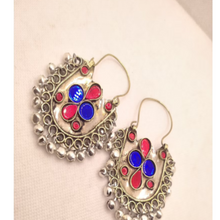 Load image into Gallery viewer, Red and Blue Glass Stones Earring
