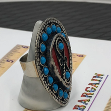 Load image into Gallery viewer, Turquoise Beaded Stones Adjustable Ring
