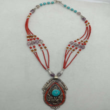 Load image into Gallery viewer, Multilayers Beaded Chain Pendant Necklace, Nepalese Tribal Stylish Necklace
