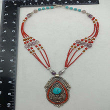 Load image into Gallery viewer, Multilayers Beaded Chain Pendant Necklace, Nepalese Tribal Stylish Necklace
