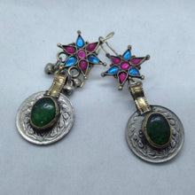 Load image into Gallery viewer, Tribal Coins Earring With Glass Stones
