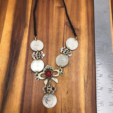 Load image into Gallery viewer, Handmade Vintage Coins Tribal Choker With Stone
