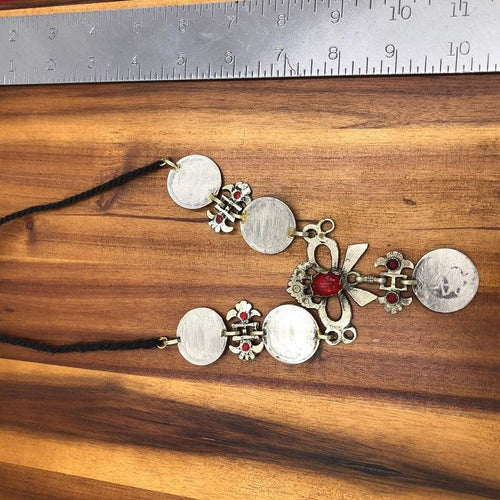 Handmade Vintage Coins Tribal Choker With Stone