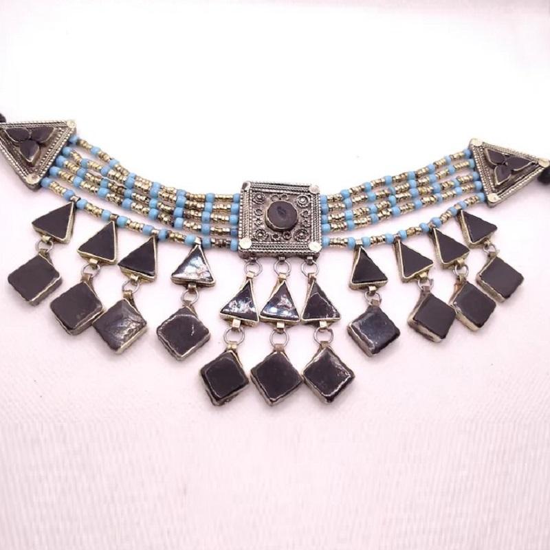 Stones and Beads Statement Choker Necklace