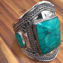 Load image into Gallery viewer, Vintage Boho Cuff With Big Stone, Ethnic Bracelet
