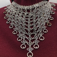 Load image into Gallery viewer, Silver Tone Necklace, Ethnic Choker Necklace, Handmade Jewelry
