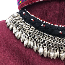Load image into Gallery viewer, Afghan Choker Necklace with Silver Metal Heart Beads, Vintage Kuchi Choker Necklace, Kuchi Jewelry
