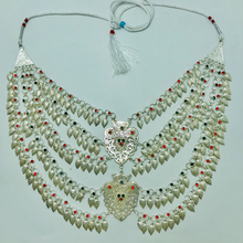 Load image into Gallery viewer, Afghan Tribal Multilayers Bib Necklace With Red and Green Jewels
