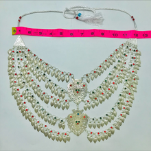 Load image into Gallery viewer, Afghan Tribal Multilayers Bib Necklace With Red and Green Jewels
