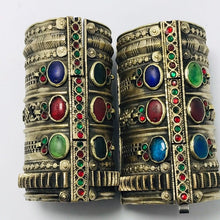 Load image into Gallery viewer, Vintage Cuff Bracelet With Multicolor Glass Stones
