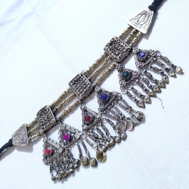 Tribal Vintage Kuchi Dangling Six Pendants Necklace